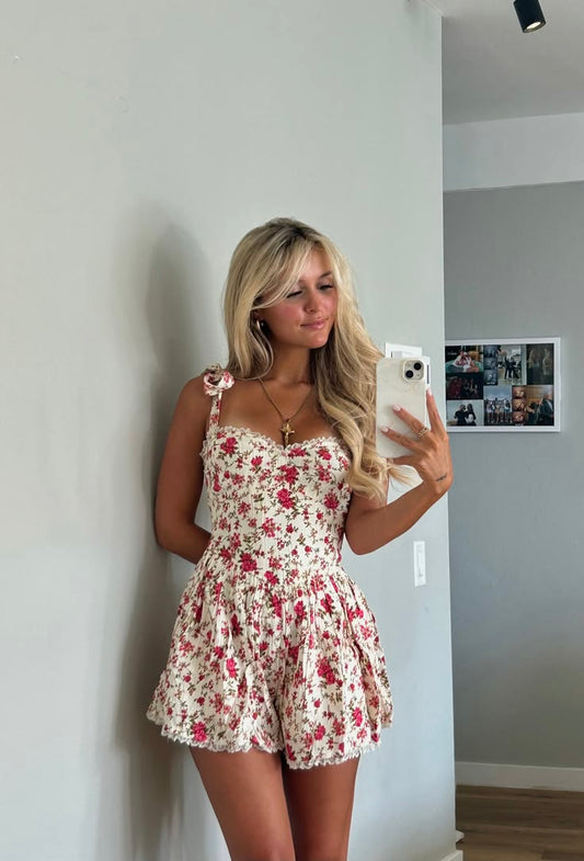 Süßes A-Linien Blumen Spaghetti-Träger Kurzes Mini Hoco Kleid Inspo Homecoming Edle Party Outfits MP461