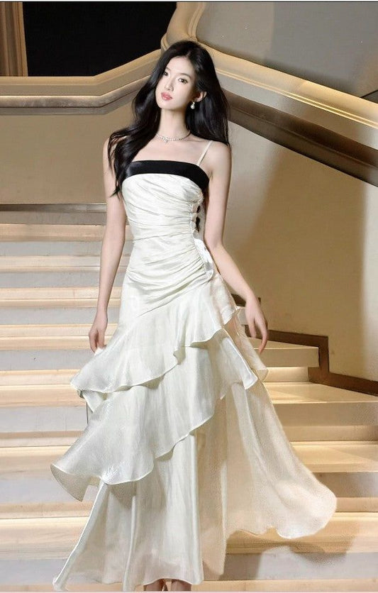 Vintage-Inspired Birthday Party Dresses Pink Ruffled Layered Spaghetti Strap Graduation Prom Dresses MP306
