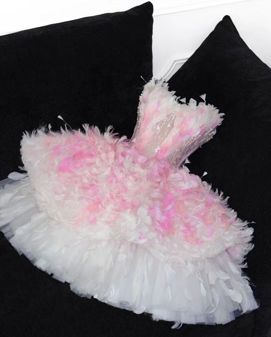 Niedliches Ballkleid, herzförmiger Tüll, Mini Pink, Outfits zum 16. Geburtstag, Ballkleider MP911