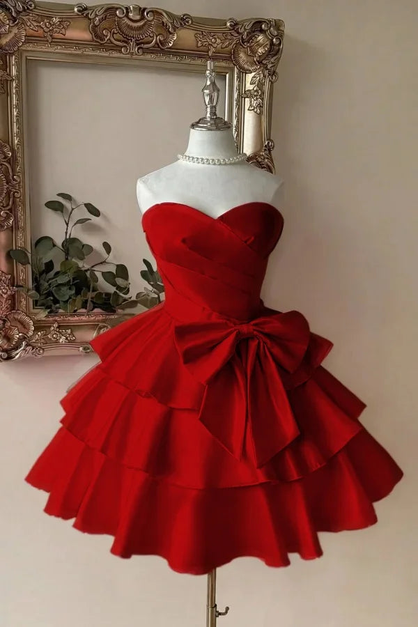 Bezauberndes Ballkleid Sweetheart Blau mit Schleife Satin Kurz Mini 15 16 Geburtstag Homecoming Kleid MP664