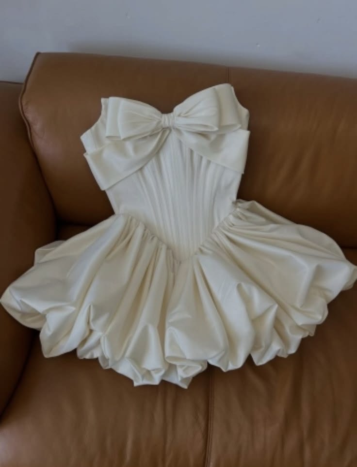 Wunderschönes Ballkleid, trägerlos, aus weißem Satin, Mini, kurz, Abschlussball, Heimkehrkleid, Outfits zum 15. Geburtstag MP929