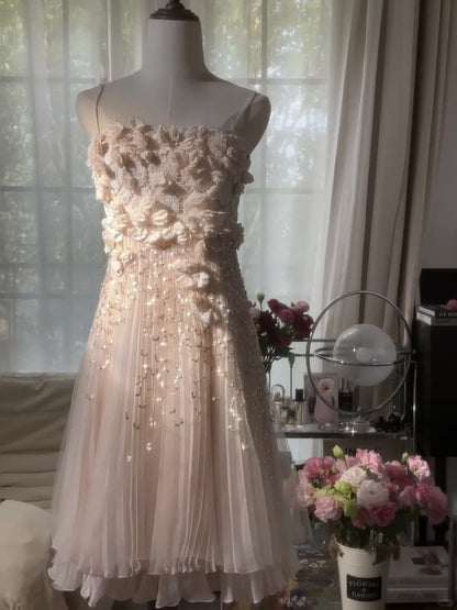 Sexy Homecoming Kleider trägerlos A-Linie Rouge Pink mit Blumen Knielang Party Abschlussball Outfits MP1070