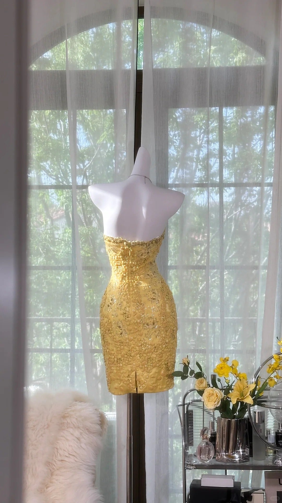 Sexy Homecoming Dresses Sheath Sweetheart Yellow Beaded Short Party Graduation Outfits MP1004