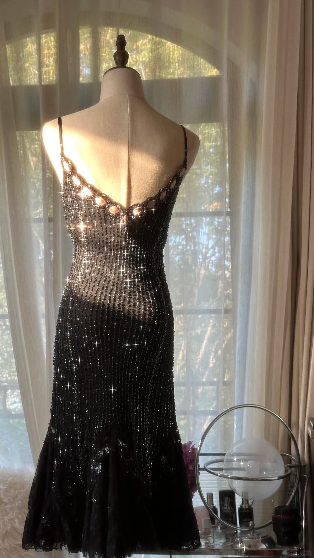 Glitter Homecoming Dresses Mermaid Spaghetti Strap Black Knee Length Cocktail Graduation Outfits MP1136