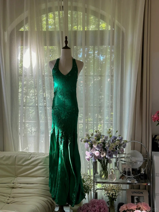 Modest Sheath V Neck Dark Green Backless Chiffon Floor Length Sleeveless Formal Gown Evening Prom Dresses MP1074